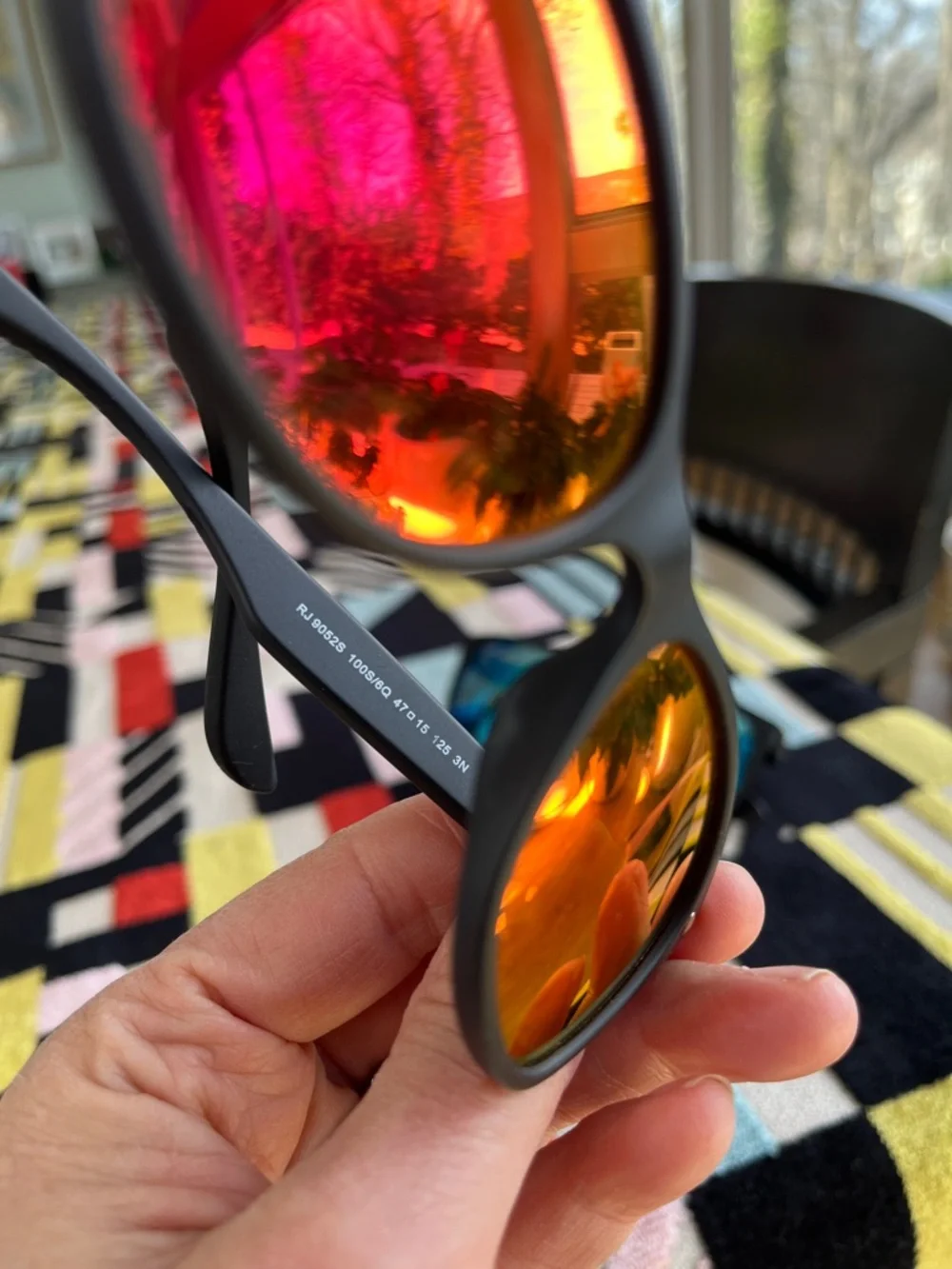 Ray-Ban Black Frame Sunglasses with Pink-Red Mirrored Lenses